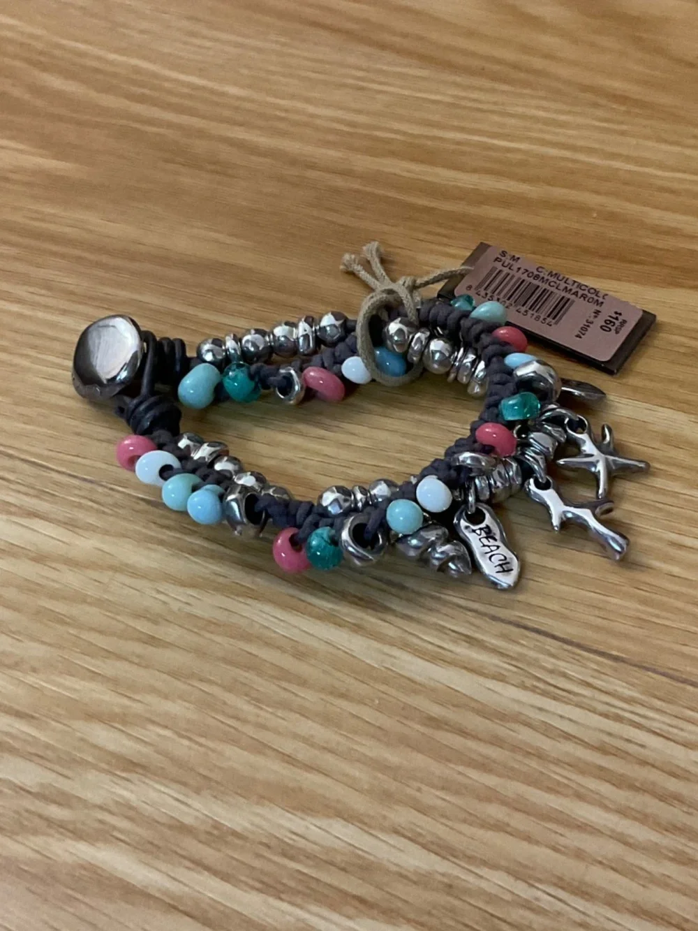 Uno de 50 Silver-plated Beaded Bracelet 6” “Surfer”